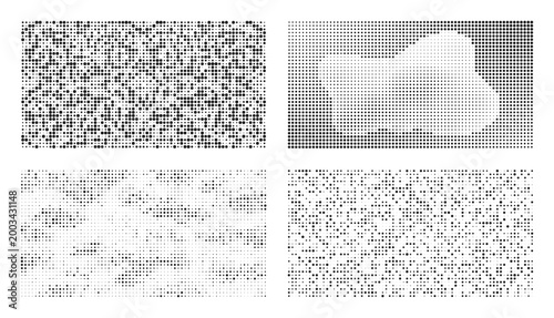 Abstract digital patterns with a cloudy texture and pixelated elements