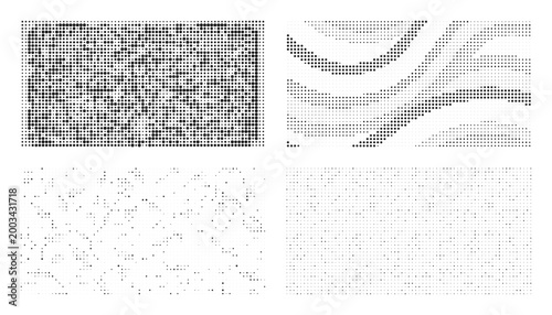 Abstract pixelated patterns in grayscale, creating a retro digital art feel.