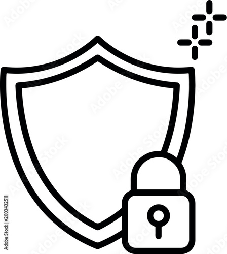 Shield and padlock icon representing security and protection simple vector graphic for digital safety concepts