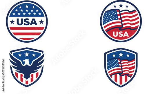 American Flag Shield Emblem Vector for Independence Day