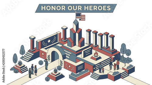 Memorial Day Celebration Banner Honor Our Patriot Soldier in Vector Art