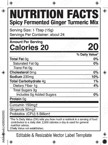 Spicy fermented ginger turmeric mix label
