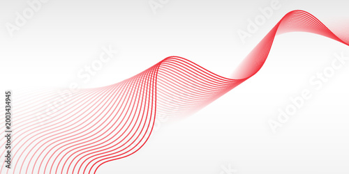Red stripes on white background. Creative line art. Red waves with lines.