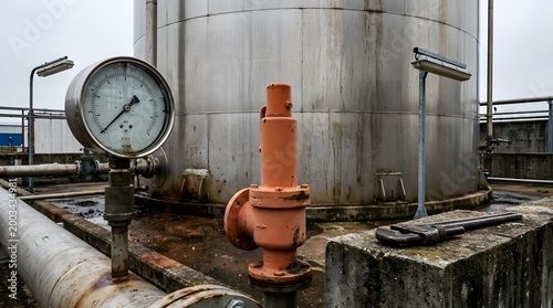 Hydrogen pressure station with gauge and valve