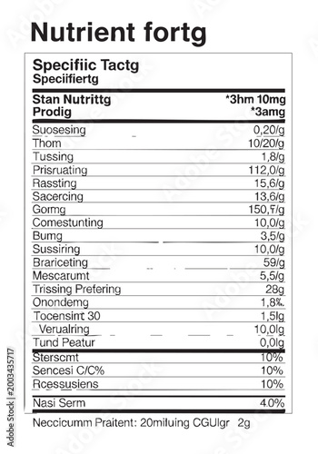 Abstract nutrient information table design