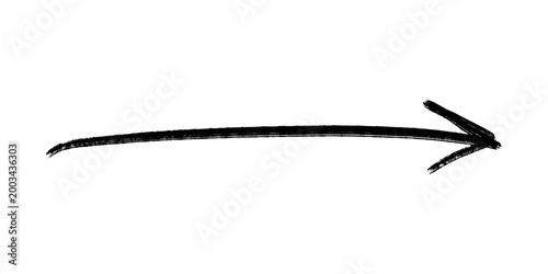 Foto Black hand drawn long straight arrow brush stroke