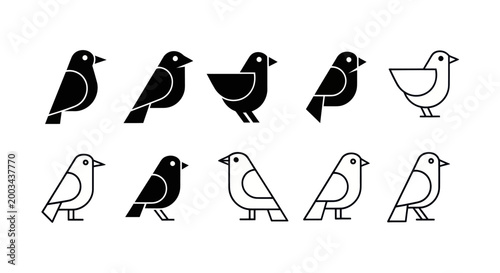 Stylized bird illustrations in black and white