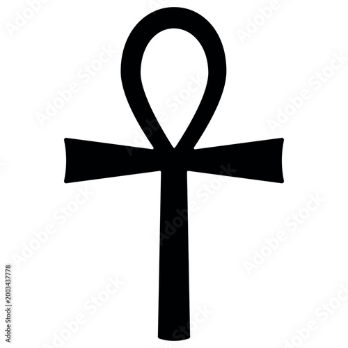 Egyptian ankh silhouette icon, sacred life immortality symbol cross
