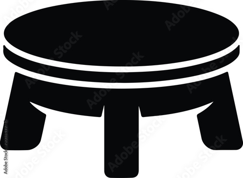Silhouette vector icon of a small round wooden stool design