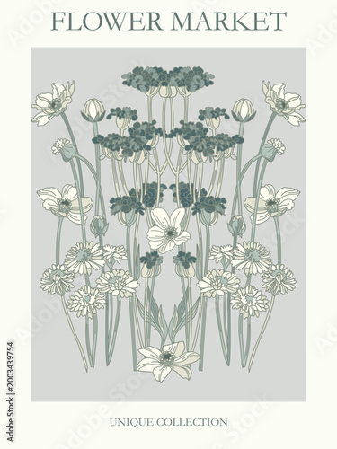 Vintage flower poster for interior decoration	
