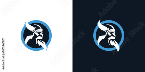 Viking warrior head logo symbol.