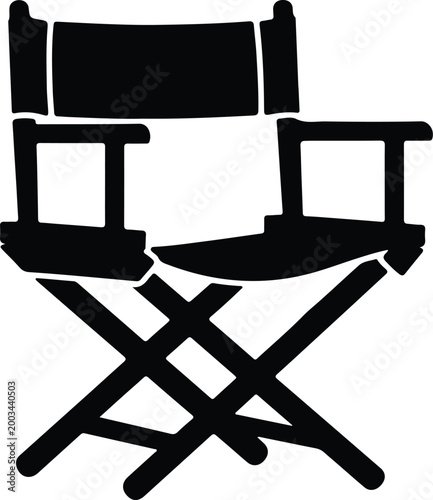 Silhouette vector of a classic folding wooden film director chair design