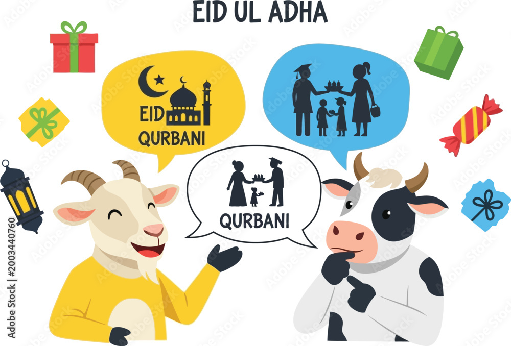 Fototapeta premium Colorful Abstract Goat Head Logo for Eid al Adha Festival Design