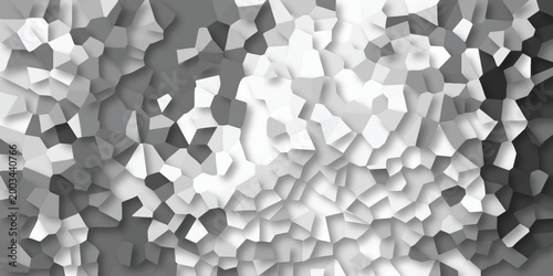 Dynamic grayscale geometric mosaic with sharp polygons and deep shadows creating a textured abstract background with high contrast and depth