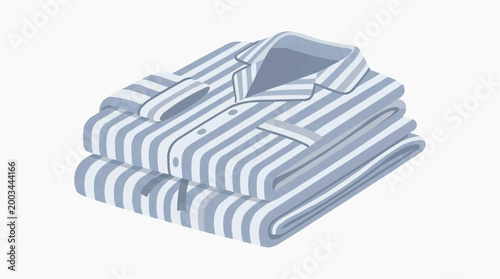 Cozy striped pajamas neatly folded, inviting warmth and relaxation. Simple and clean illustration evokes a sense of comfort and peacefulness.