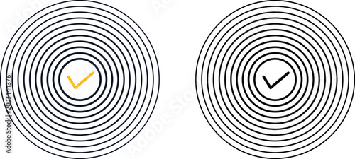 Concentric circle check mark Icons set modern verification and approval symbol design.