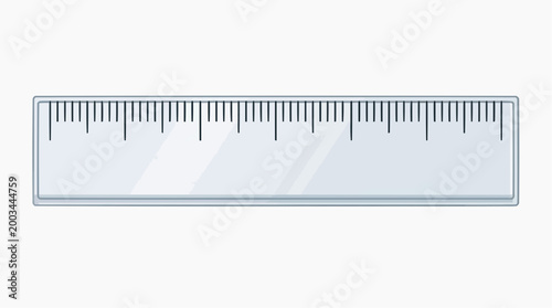 A transparent ruler with precise graduations lies isolated, showcasing the tools for accurate measurement, precise, and orderly with a clean look.