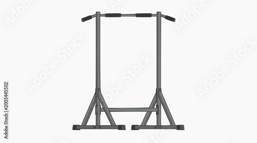A sturdy pull-up bar stands isolated, a testament to strength training and fitness. A piece of workout equipment on a studio or gym setup.