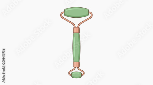 A close-up view of a jade face roller.
