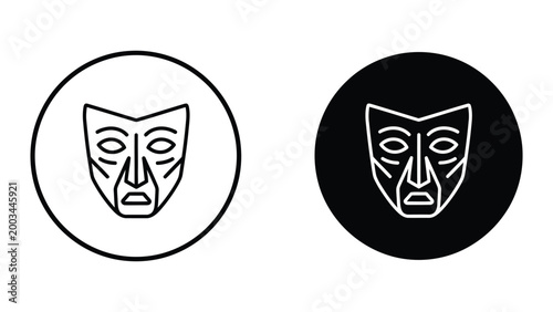 Comedy and tragedy theater masks in contrasting backgrounds