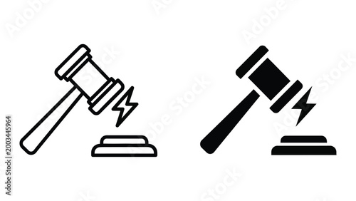 Judges gavel striking with lightning effect illustration