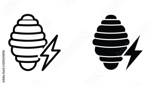 Electric bolt transforming bee or wasp icon