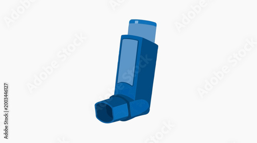 An asthma inhaler, a vital medical device, stands poised for use, symbolizing the fight against respiratory illness, the image is clean and minimalistic, allowing the device to take center stage.