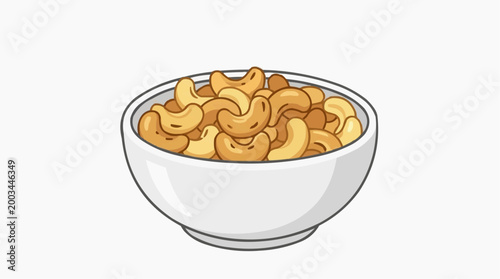 A delightful illustration of a bowl filled to the brim with tempting cashews, presenting a classic snack for everyone.