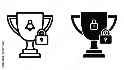 Trophy icons with user and locked padlock symbols