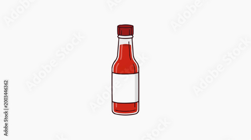 A vibrant illustration of a bottle of tomato ketchup stands out with its sharp lines and a touch of realism, ready to enhance various design applications.