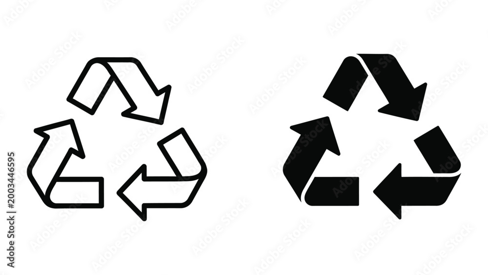 Obraz premium Recycling symbol and eco-friendly arrow icon set