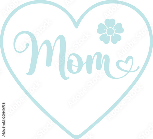 Mom typography clip art design on plain white transparent isolated background for sign, card, shirt, hoodie, sweatshirt, apparel, tag, mug, icon, poster or badge