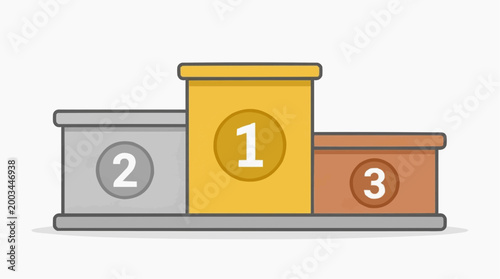 A visually appealing illustration of a podium. Showcasing a winning concept, the illustration features the numbers one, two, and three on each step