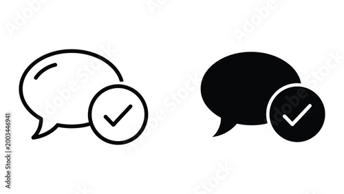Speech bubble icon with checkmark approval symbol