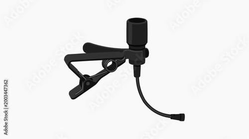 A close-up of a high-quality lapel microphone. Featuring a professional, sleek design with a clip-on functionality, perfect for broadcast, interviews, and presentations.