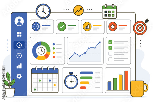 Konstfotografi Productivity dashboard with business analytics and planning tools