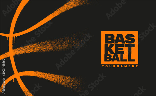 Sports Event Banner. Abstract basketball with spray lines, modern street art style vector illustration.