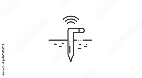 Smart agriculture sensor device in soil with wifi signal icon, precision farming technology concept