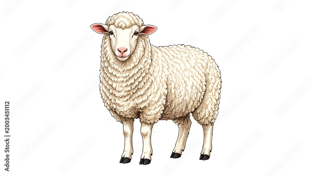 Fototapeta premium Eid al Adha Sheep Vector Illustration on PNG Background, eid, eid al adha, bakra eid, eid sheep, sacrificial animal, qurbani, sheep, goat alternative, livestock, farm animal, islamic festival, 