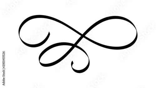 Elegant Calligraphic Flourish Divider with Bold Loop, Vintage Swirl Ornament