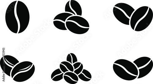 Coffee bean vector graphics black silhouette designs for branding illustration