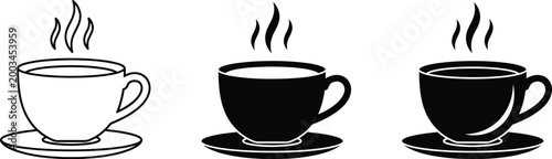 Coffee cup vector illustration black and white beverage designs for graphic projects