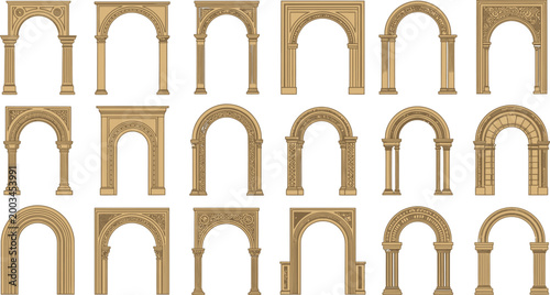 Classic architectural arch styles collection Vector