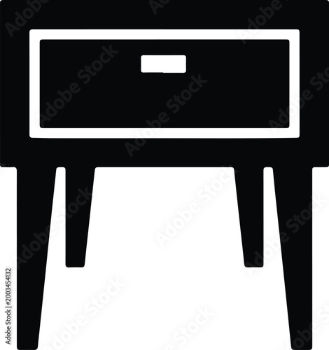 Silhouette vector nightstand furniture icon for interior room home design
