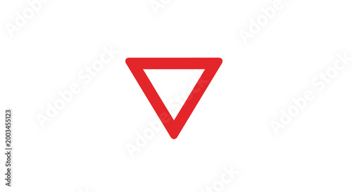 Free Download Red triangle symbol pointing down on a white background, isolated graphic element, caution sign - GFXLoad