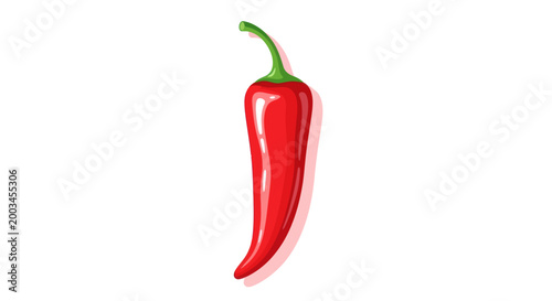 Vibrant Red Chili Pepper Isolated on White Background - Spicy Food Ingredient