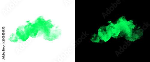 Canvas Print Vibrant green smoke cloud isolated on white and black backgrounds, toxic vapor e