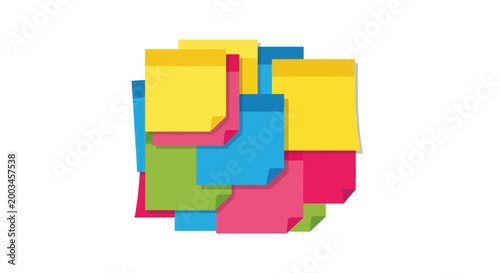 Colorful Sticky Notes Stacked Together Isolated on White Background - Reminder Concept