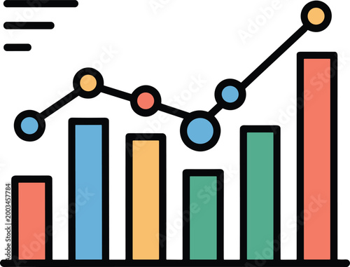 business graph with arrow on white background