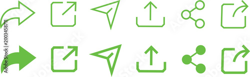 Collection of green arrow icons and symbols for interface navigation and direction  various shapes and styles for user interface design